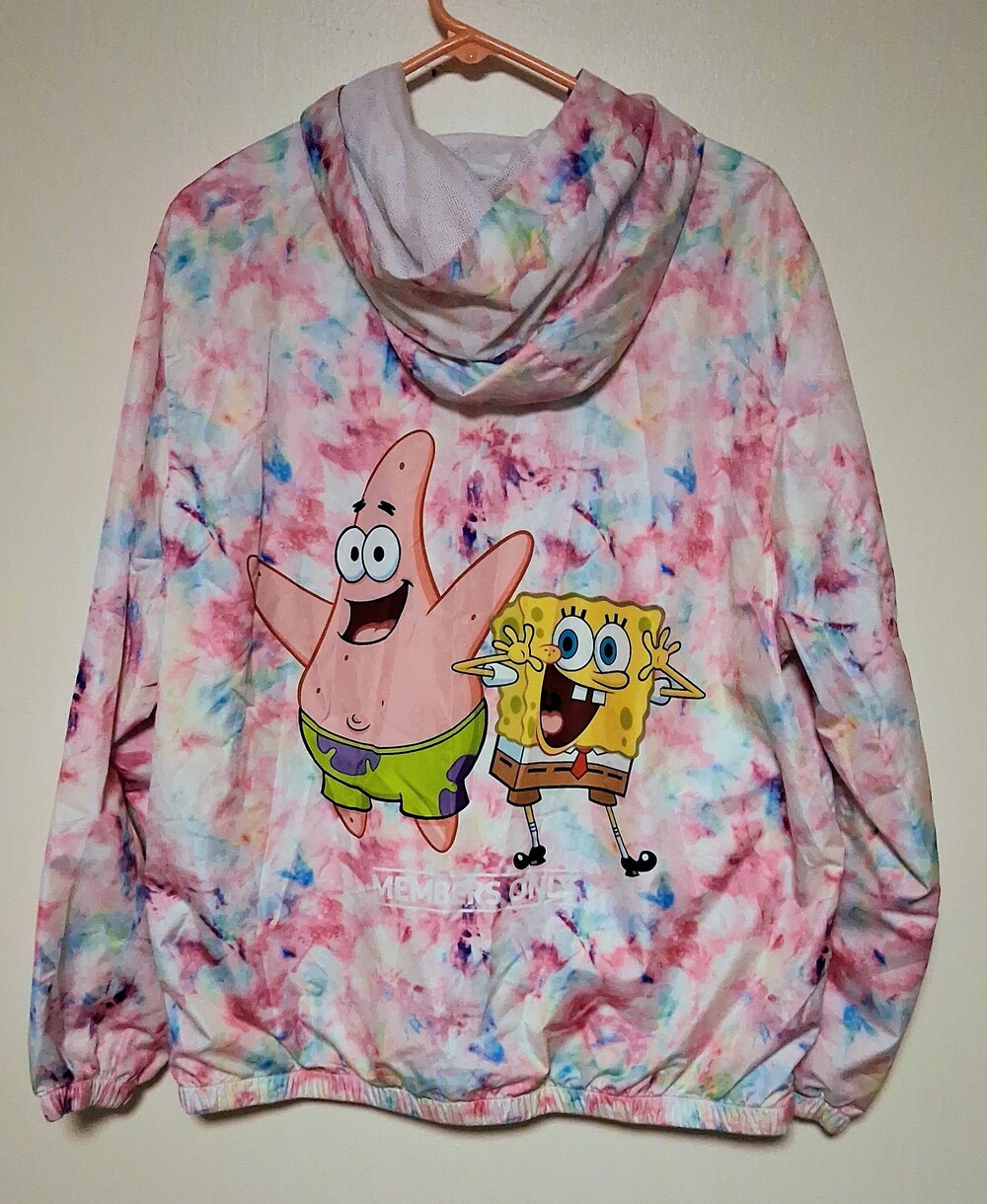Members Only x Nickelodeon SpongeBob Tie Dye Hooded Windbreaker Jacket XL